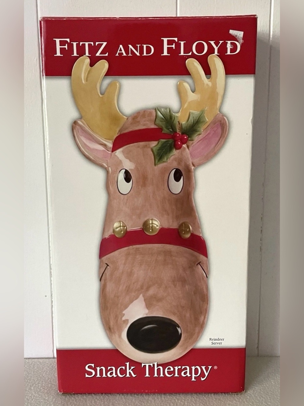 Vintage Fitz and Floyd Brown Reindeer Snack Server - Holiday Decoration